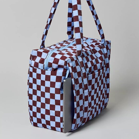 NWT Baggu Small Cloud Carry-on - Brown Blue Check - Picture 2 of 5